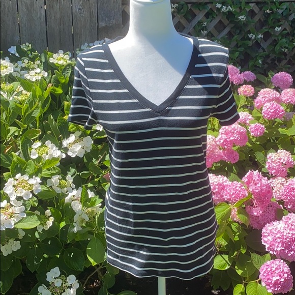 Merona Tops - Merona Black and White Striped Tee